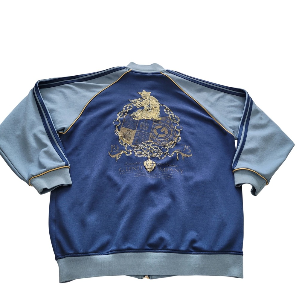 G Unit Vintage Track Jacket Blue Gold Lion Crest Dist 50 Cent ‎ Mens L Y2K